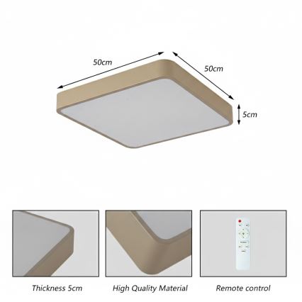 Brilagi - Zatemnjivo LED stropno svetilo POOL SQUARE LED/48W/230V 3000-6000K 50x50 cm bež + daljinski upravljalnik