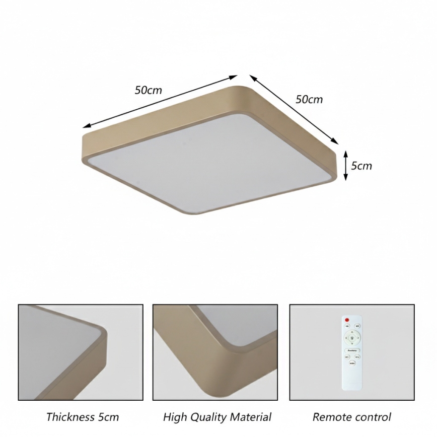 Brilagi - Zatemnjivo LED stropno svetilo POOL SQUARE LED/48W/230V 3000-6000K 50x50 cm bež + daljinski upravljalnik