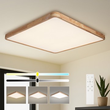 Brilagi - LED zatemnjiva stropna svetilka WOODLINE SQUARE LED/180W/230V 3000-6000K hrast 100x100 cm + daljinski upravljalnik