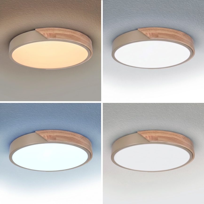 BRILAGI - LED zatemnjevalna stropna svetilka PILANA LED/48W/230V 3000-6500K hrast/bež premer 40 cm + daljinski upravljalnik