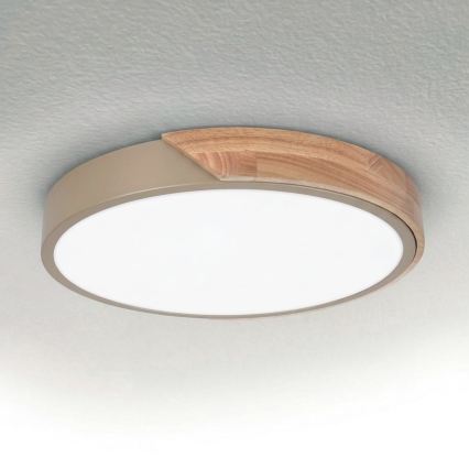 BRILAGI - LED zatemnjevalna stropna svetilka PILANA LED/48W/230V 3000-6500K hrast/bež premer 40 cm + daljinski upravljalnik