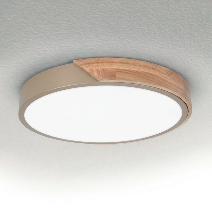 BRILAGI - LED zatemnjevalna stropna svetilka PILANA LED/48W/230V 3000-6500K hrast/bež premer 40 cm + daljinski upravljalnik