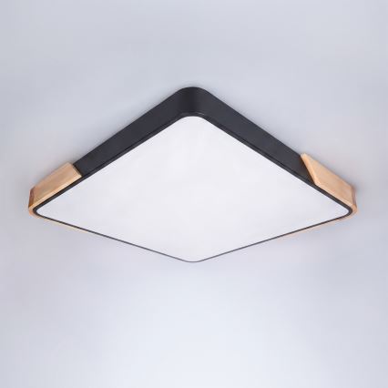 Brilagi - Zatemnjevalna LED stropna svetilka PILANA LED/60W/230V 3000-6500K hrast/črna 56x56 cm + daljinski upravljalnik