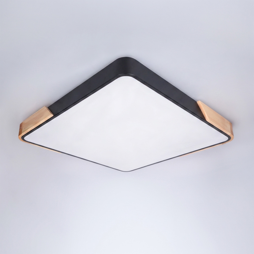 Brilagi - Zatemnjevalna LED stropna svetilka PILANA LED/60W/230V 3000-6500K hrast/črna 56x56 cm + daljinski upravljalnik