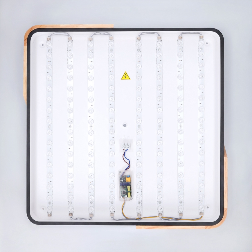 Brilagi - Zatemnjevalna LED stropna svetilka PILANA LED/60W/230V 3000-6500K hrast/črna 56x56 cm + daljinski upravljalnik