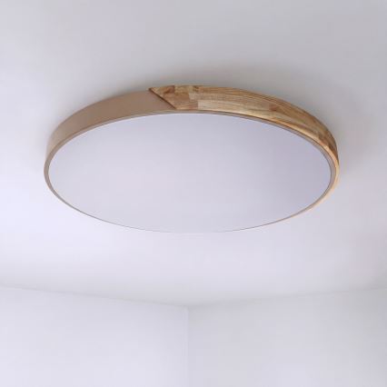 BRILAGI - LED Zatemnljivo stropno svetilo PILANA LED/72W/230V 3000-6500K hrast/bež premer 80 cm + daljinski upravljalnik