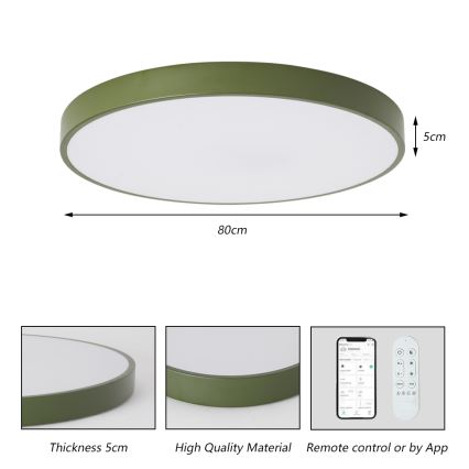 Brilagi - zatemnljivo LED svetilo POOL SMART LED/100W/230V, premer 80 cm, 3000-6000K, Wi-Fi Tuya + z daljinskim upravljalnikom, zelena