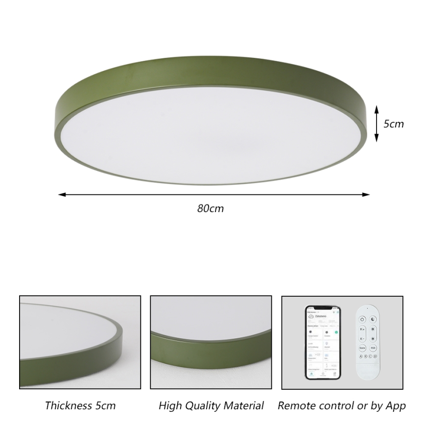 Brilagi - zatemnljivo LED svetilo POOL SMART LED/100W/230V, premer 80 cm, 3000-6000K, Wi-Fi Tuya + z daljinskim upravljalnikom, zelena