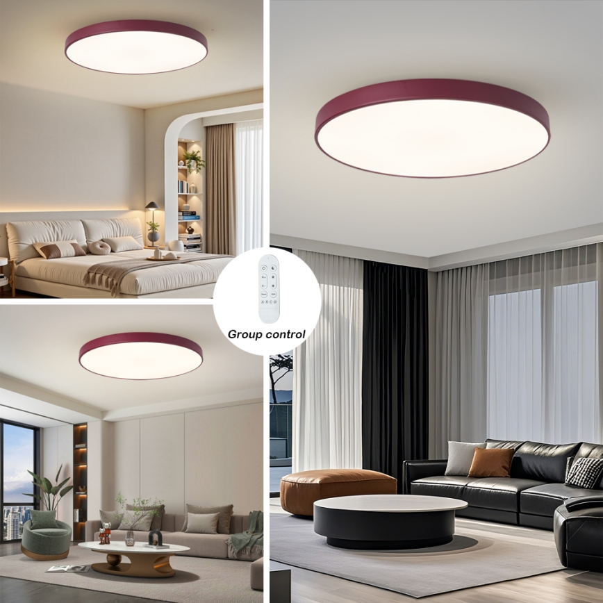 Brilagi - Zatemnjiva LED svetilka POOL SMART LED/128W/230V premer 100 cm Wi-Fi Tuya + daljinski upravljalnik, bordo