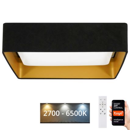 Brilagi - LED stropna svetilka VELVET SQUARE SMART z nastavljivo jakostjo LED/36W/230V 60x60 cm 2700-6500K Wi-Fi Tuya + daljinski upravljalnik črna