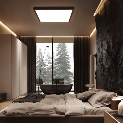 Brilagi - Zatemnjevalno LED stropno svetilo za kopalnico FRAME SMART LED/50W/230V 60x60 cm 3000-6000K IP44 črna + daljinski upravljalnik