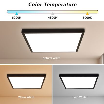 Brilagi - Zatemnjevalno LED stropno svetilo za kopalnico FRAME SMART LED/50W/230V 60x60 cm 3000-6000K IP44 črna + daljinski upravljalnik