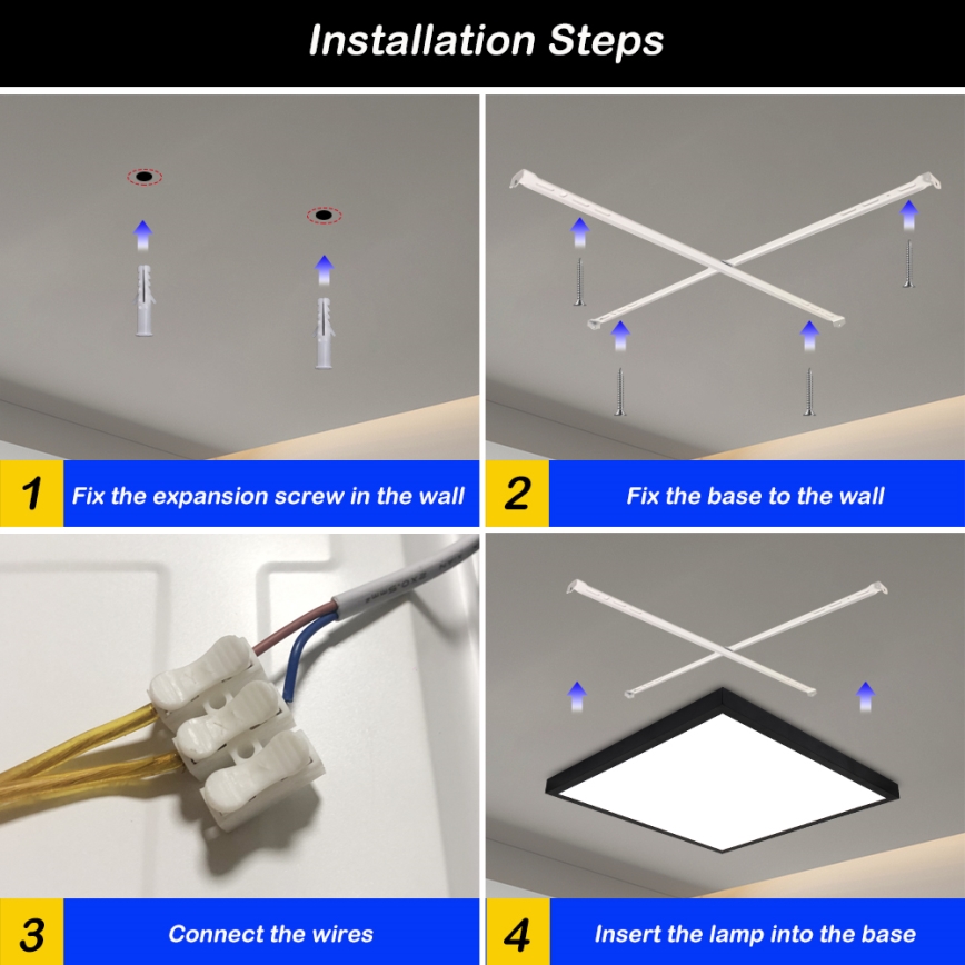 Brilagi - Zatemnjevalno LED stropno svetilo za kopalnico FRAME SMART LED/50W/230V 60x60 cm 3000-6000K IP44 črna + daljinski upravljalnik