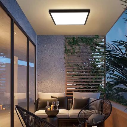 Brilagi - Zatemnjevalno LED stropno svetilo za kopalnico FRAME SMART LED/50W/230V 60x60 cm 3000-6000K IP44 črna + daljinski upravljalnik