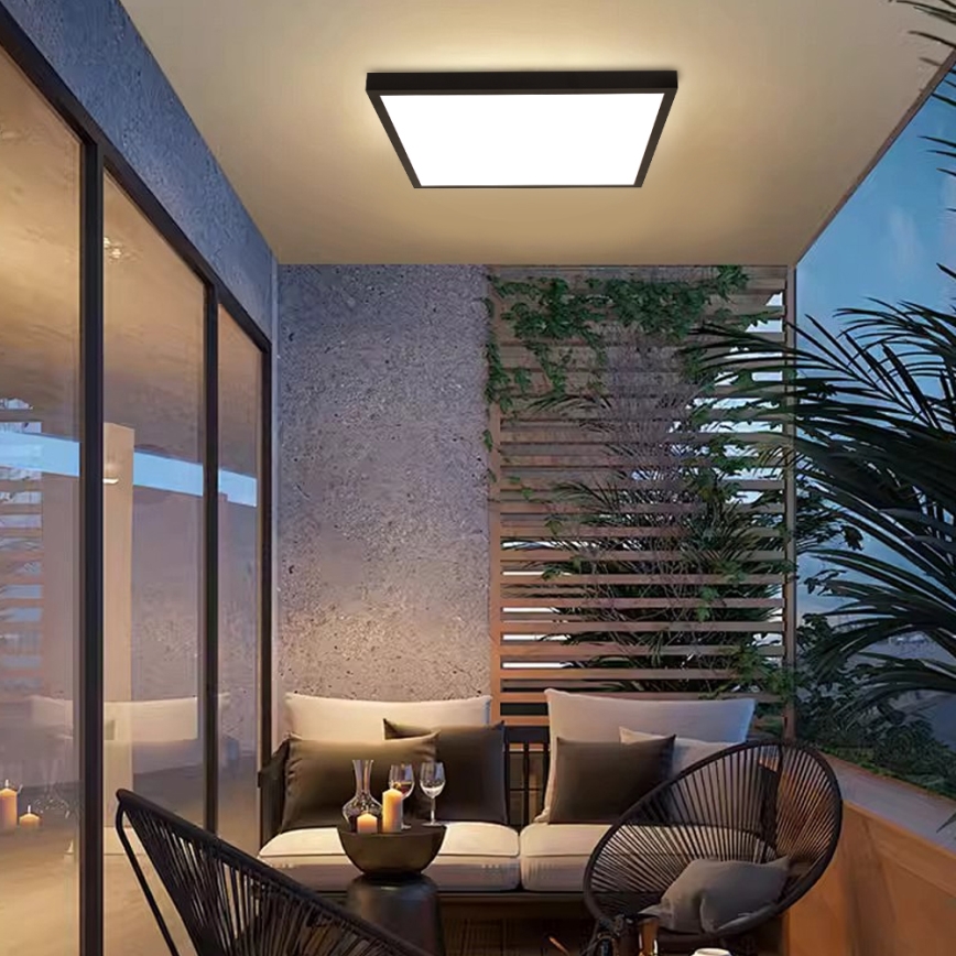 Brilagi - Zatemnjevalno LED stropno svetilo za kopalnico FRAME SMART LED/50W/230V 60x60 cm 3000-6000K IP44 črna + daljinski upravljalnik