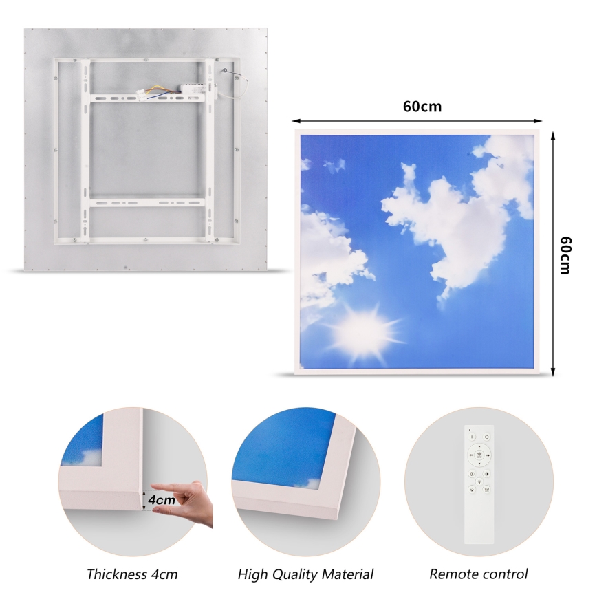 Brilagi - zatemnljivo LED stropno svetilo SLIMFRAME LED/58W/230V 60x60 cm 3000-6000K srebrno/modro + daljinski upravljalnik