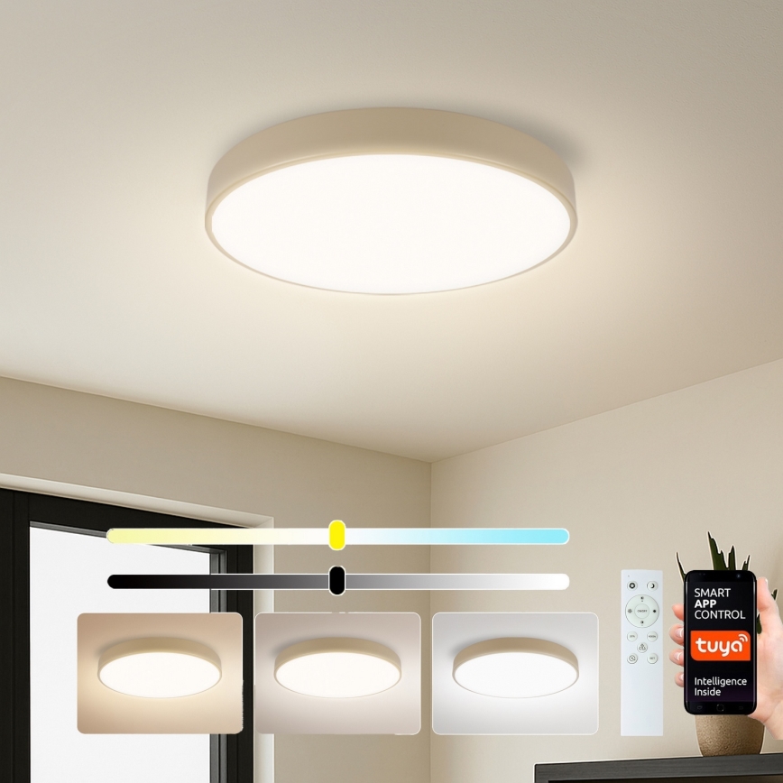 Brilagi - LED zatemnjivo stropno svetilo POOL SMART LED/48W/230V 3000-6000K premer 40 cm Wi-Fi Tuya bež + daljinski upravljalnik
