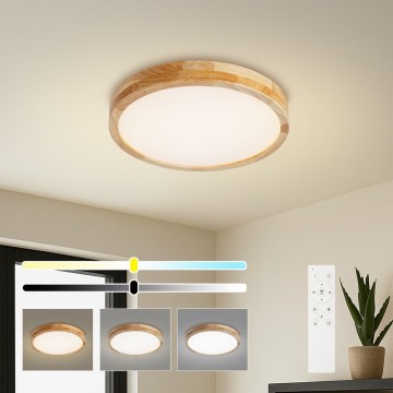 Brilagi - LED zatemnjivo stropno svetilo WOODLINE LED/48W/230V 3000-6000K hrast, premer 40 cm + daljinski upravljalnik
