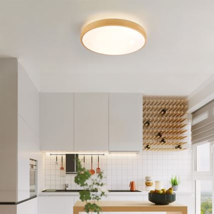 Brilagi - LED stropno svetilo GLASS POOL DOUBLE LED/48W/230V 3000-6000K 40 cm lesni dekor + daljinski upravljalnik (z možnostjo zatemnitve)