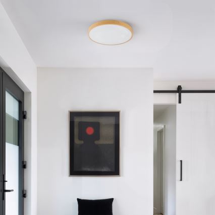 Brilagi - LED stropno svetilo GLASS POOL DOUBLE LED/48W/230V 3000-6000K 40 cm lesni dekor + daljinski upravljalnik (z možnostjo zatemnitve)