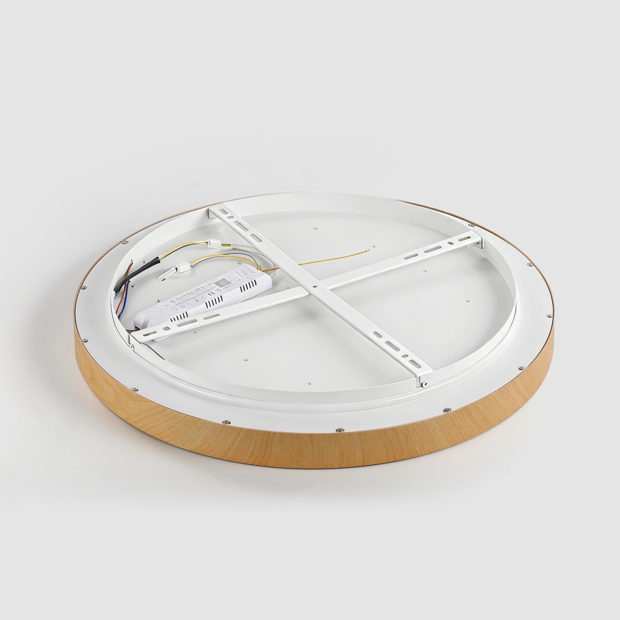 Brilagi - LED stropno svetilo GLASS POOL DOUBLE LED/48W/230V 3000-6000K 40 cm lesni dekor + daljinski upravljalnik (z možnostjo zatemnitve)