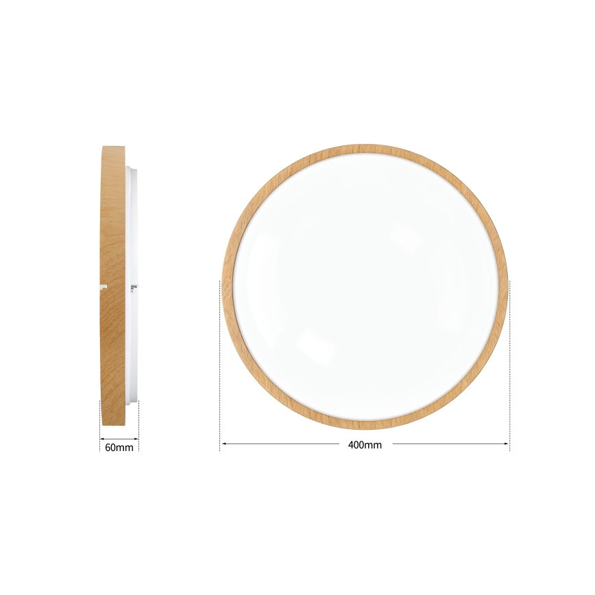 Brilagi - LED stropno svetilo GLASS POOL DOUBLE LED/48W/230V 3000-6000K 40 cm lesni dekor + daljinski upravljalnik (z možnostjo zatemnitve)