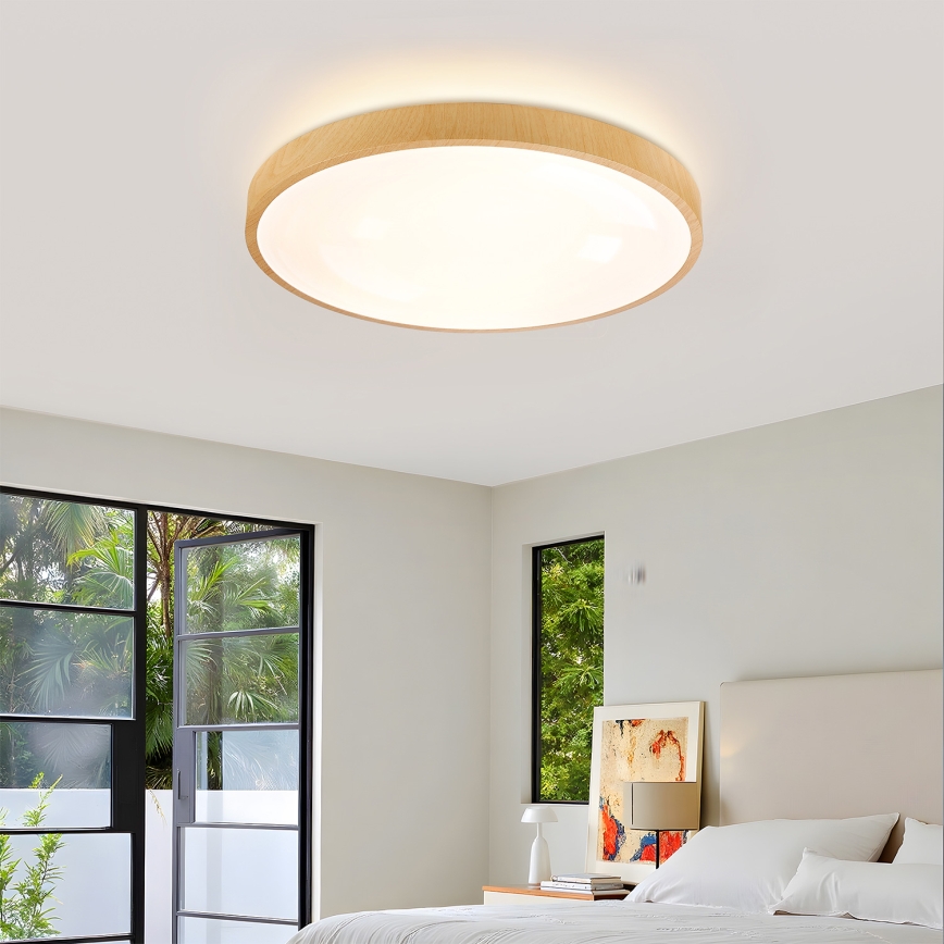 Brilagi - LED stropna svetilka z možnostjo zatemnitve GLASS POOL DOUBLE LED/60W/230V 3000-6000K 50 cm lesni dekor + z daljinskim upravljalnikom