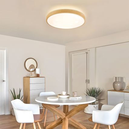 Brilagi - LED stropna svetilka z možnostjo zatemnitve GLASS POOL DOUBLE LED/60W/230V 3000-6000K 50 cm lesni dekor + z daljinskim upravljalnikom