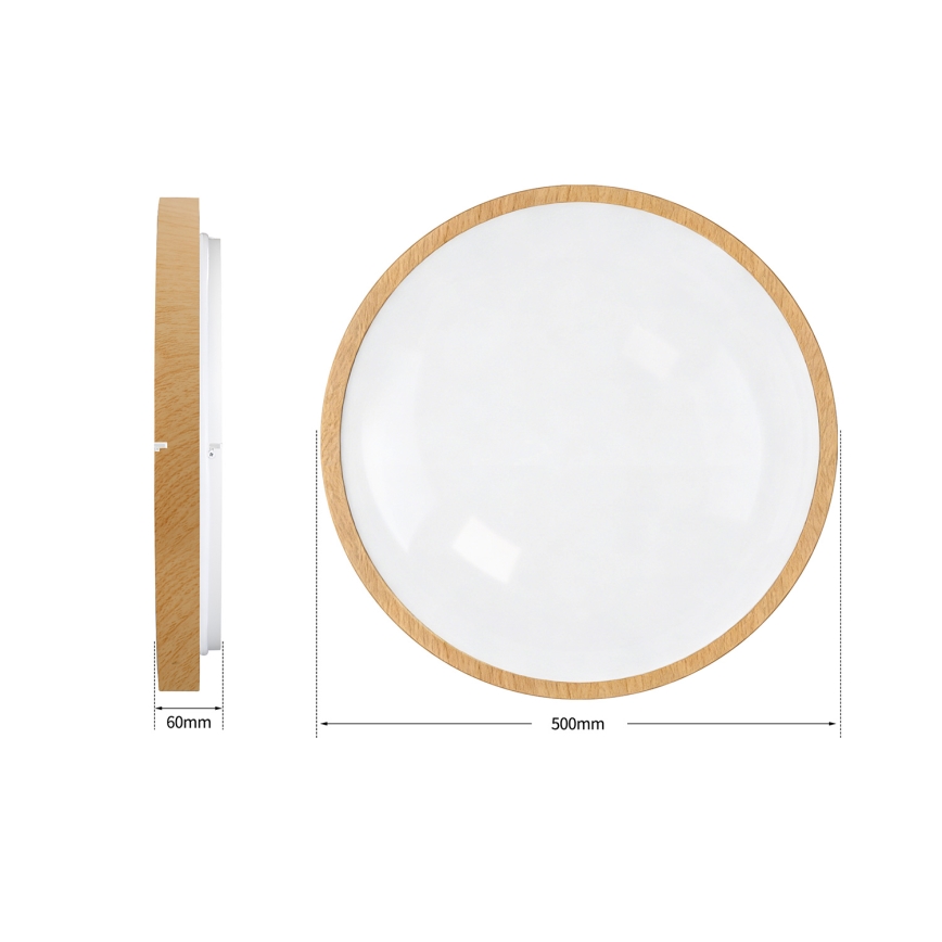 Brilagi - LED stropna svetilka z možnostjo zatemnitve GLASS POOL DOUBLE LED/60W/230V 3000-6000K 50 cm lesni dekor + z daljinskim upravljalnikom