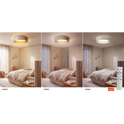 Brilagi - LED zatemnljivo stropno svetilo VELVET SMARTIX STARS LED/36W/230V 3000-6000K premer 55 cm kremna/zlata Wi-Fi Tuya Beacon + z daljinskim upravljalnikom