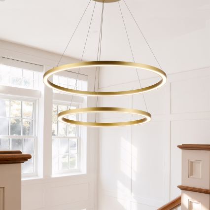 Brilagi - LED zatemljiv lestenec na kablu PORTOFINO LED/98W/230V 3000-6000K premer 80 cm zlata + daljinski upravljalnik