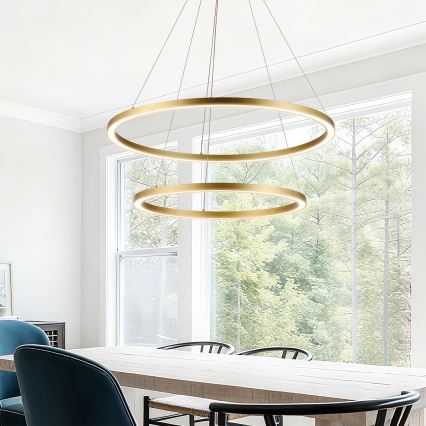 Brilagi - LED zatemljiv lestenec na kablu PORTOFINO LED/98W/230V 3000-6000K premer 80 cm zlata + daljinski upravljalnik