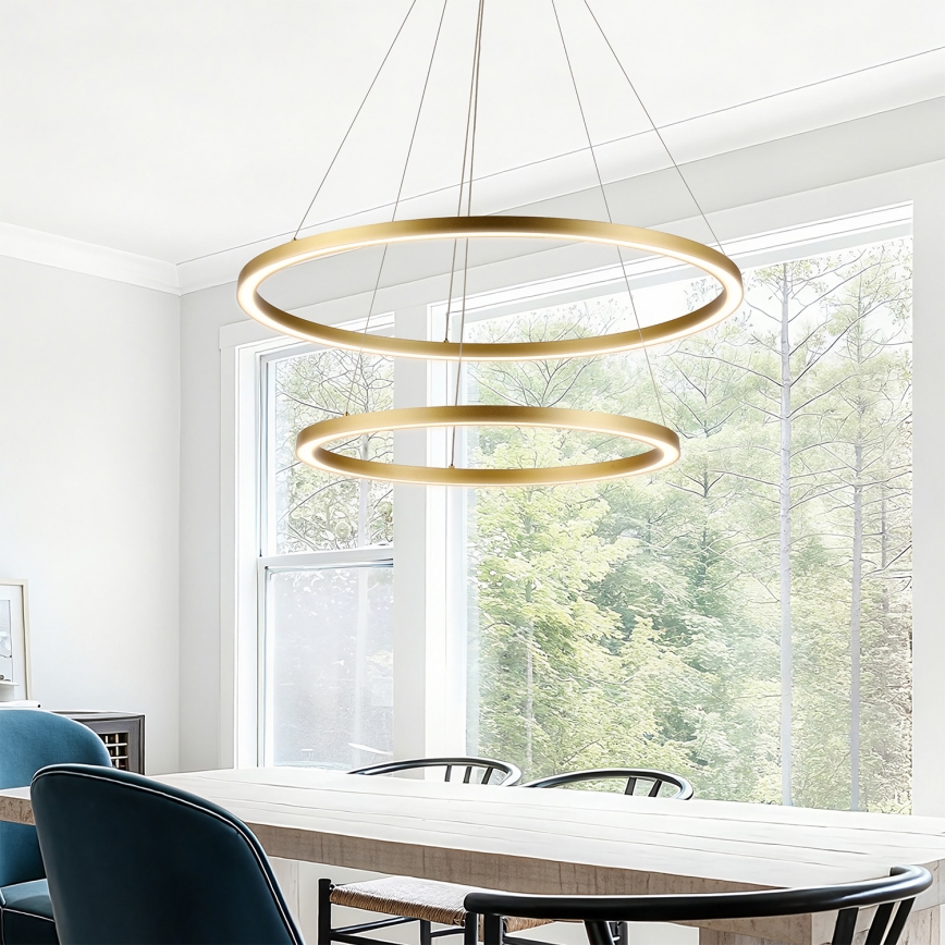 Brilagi - LED zatemljiv lestenec na kablu PORTOFINO LED/98W/230V 3000-6000K premer 80 cm zlata + daljinski upravljalnik