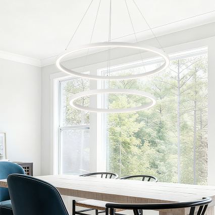 Brilagi - LED zatemljiv lestenec na jeklenem kablu PORTOFINO LED/98W/230V 3000-6000K premer 80 cm bela + daljinski upravljalnik