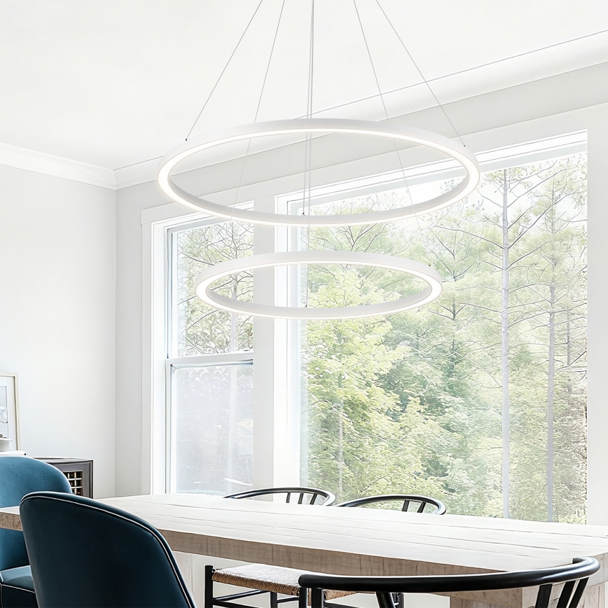 Brilagi - LED zatemljiv lestenec na jeklenem kablu PORTOFINO LED/98W/230V 3000-6000K premer 80 cm bela + daljinski upravljalnik