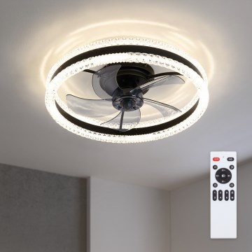 Brilagi - LED zatemnljiv stropni ventilator, 62 W / 230 V, premer 50 cm, črn, z daljinskim upravljalnikom