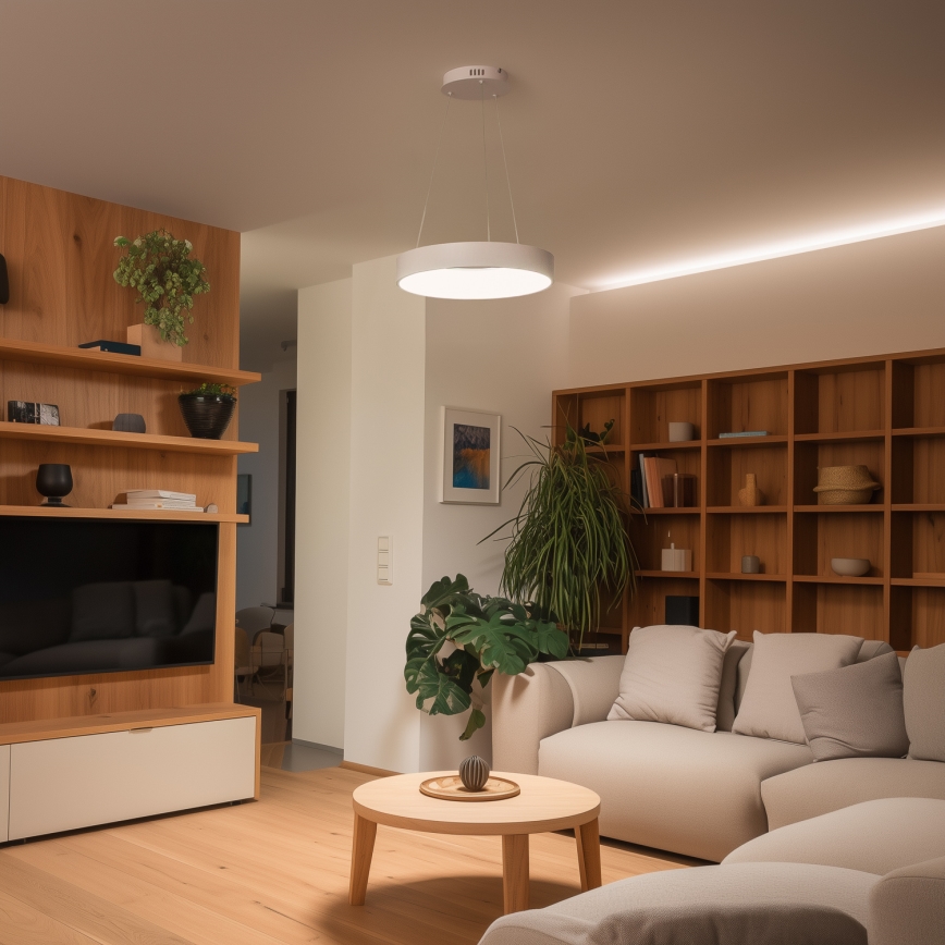 Brilagi - LED zatemljiv viseči lestenec na kablu FALCON II LED/67W/230V 3000-6500K premer 40 cm bela + daljinski upravljalnik