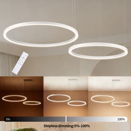 Brilagi - LED zatemljiv lestenec na kablu PORTOFINO LED/98W/230V 3000-6000K bela + daljinski upravljalnik