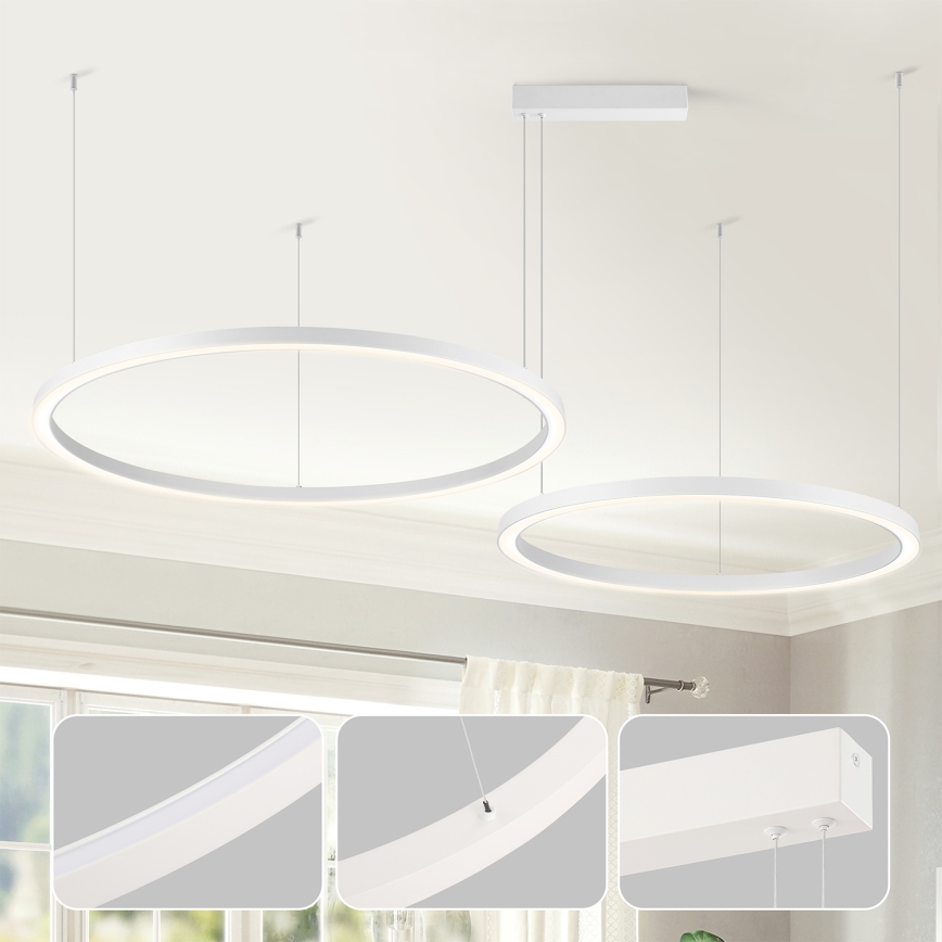 Brilagi - LED zatemljiv lestenec na kablu PORTOFINO LED/98W/230V 3000-6000K bela + daljinski upravljalnik