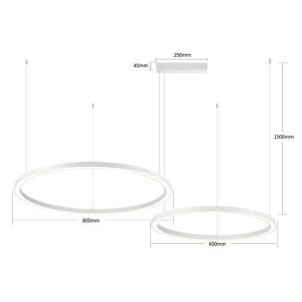 Brilagi - LED zatemljiv lestenec na kablu PORTOFINO LED/98W/230V 3000-6000K bela + daljinski upravljalnik