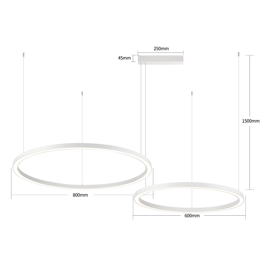 Brilagi - LED zatemljiv lestenec na kablu PORTOFINO LED/98W/230V 3000-6000K bela + daljinski upravljalnik