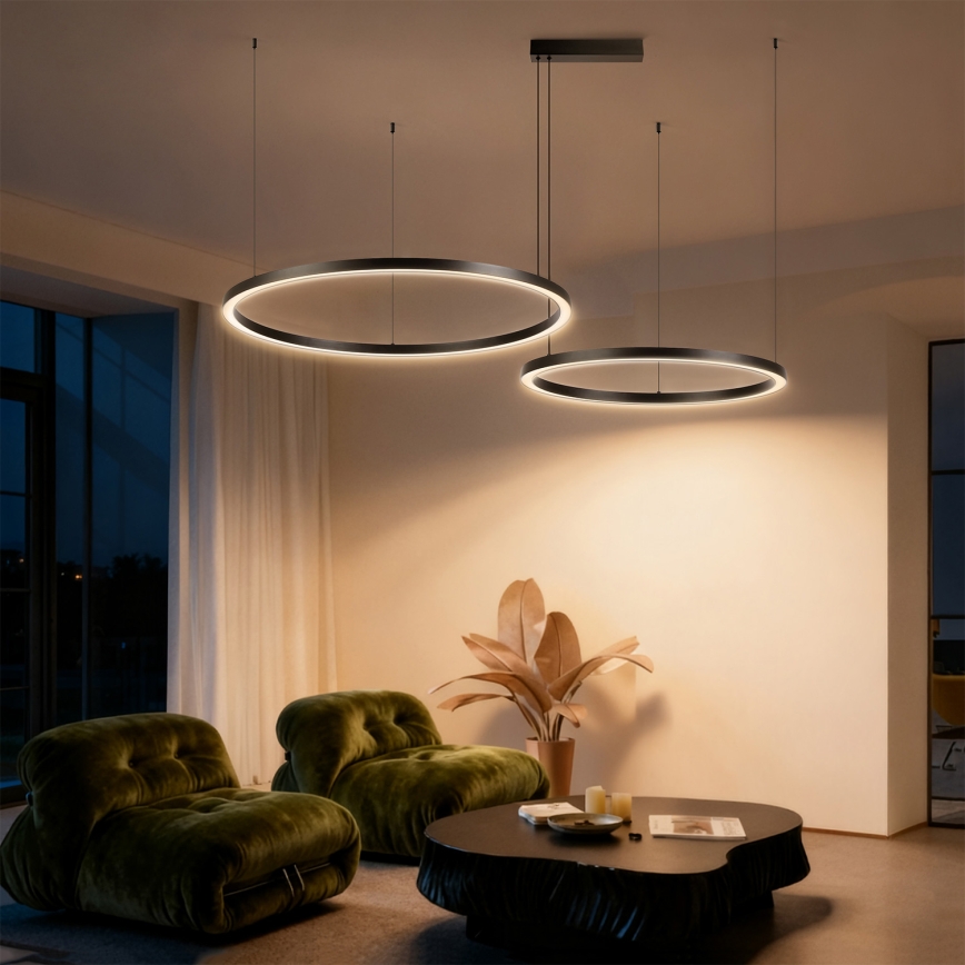 Brilagi - LED zatemljiv lestenec na kablu PORTOFINO LED/98W/230V 3000-6000K črna + daljinski upravljalnik