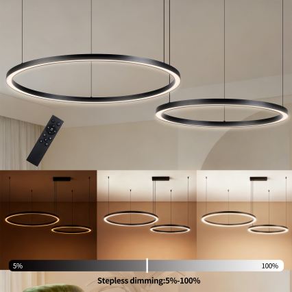 Brilagi - LED zatemljiv lestenec na kablu PORTOFINO LED/98W/230V 3000-6000K črna + daljinski upravljalnik