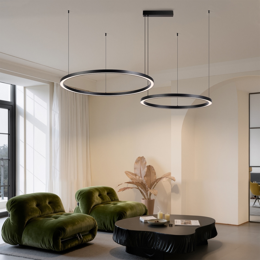 Brilagi - LED zatemljiv lestenec na kablu PORTOFINO LED/98W/230V 3000-6000K črna + daljinski upravljalnik