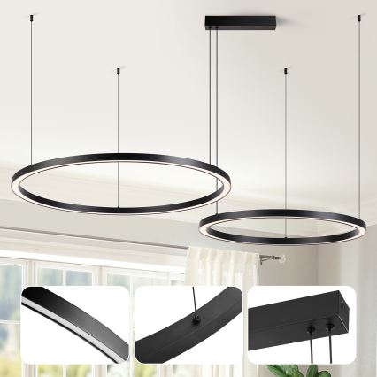 Brilagi - LED zatemljiv lestenec na kablu PORTOFINO LED/98W/230V 3000-6000K črna + daljinski upravljalnik