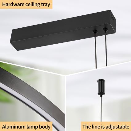 Brilagi - LED zatemljiv lestenec na kablu PORTOFINO LED/98W/230V 3000-6000K črna + daljinski upravljalnik