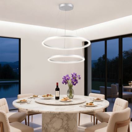 Brilagi - LED zatemljiv lestenec na kablu PORTOFINO LED/98W/230V 3000–6000K, premer 80 cm, srebrne barve + daljinski upravljalnik