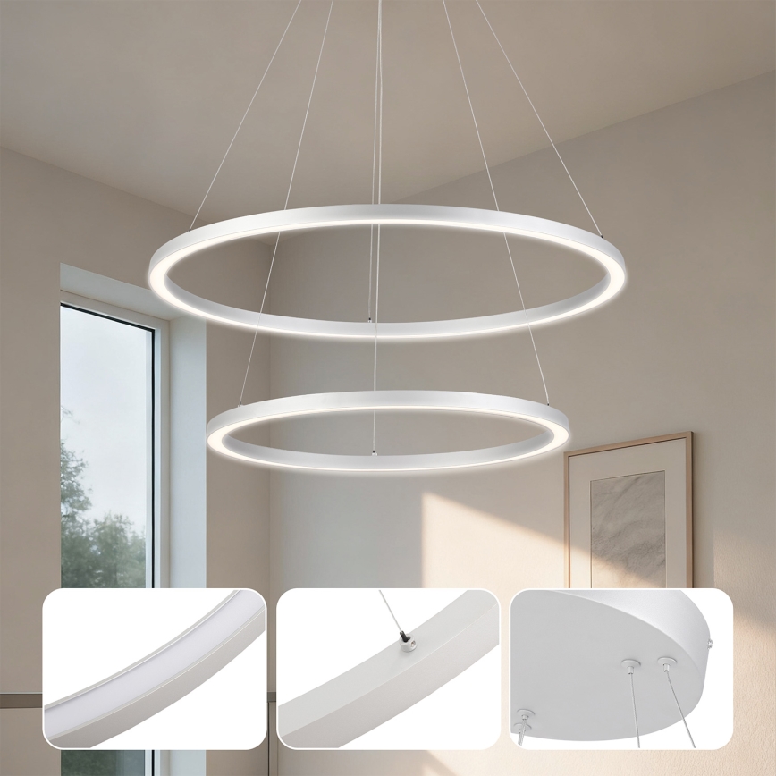Brilagi - LED zatemljiv lestenec na kablu PORTOFINO LED/98W/230V 3000–6000K, premer 80 cm, srebrne barve + daljinski upravljalnik