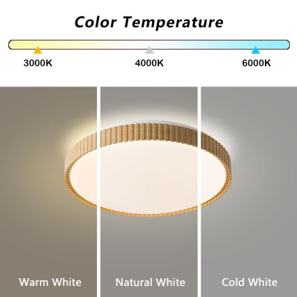 Brilagi - LED stropna svetilka CORVO LED/72W/230V 3000-6000K, lesni dekor, premer 50 cm + daljinski upravljalnik