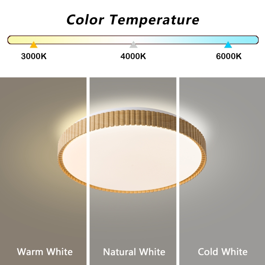 Brilagi - LED stropna svetilka CORVO LED/72W/230V 3000-6000K, lesni dekor, premer 50 cm + daljinski upravljalnik
